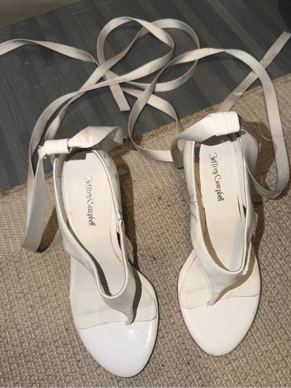 Jeffrey Campbell White Lace-Up Open-Toe Heels